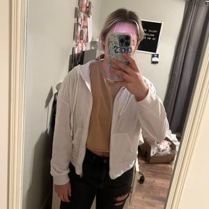 Garage White Cropped Zipup